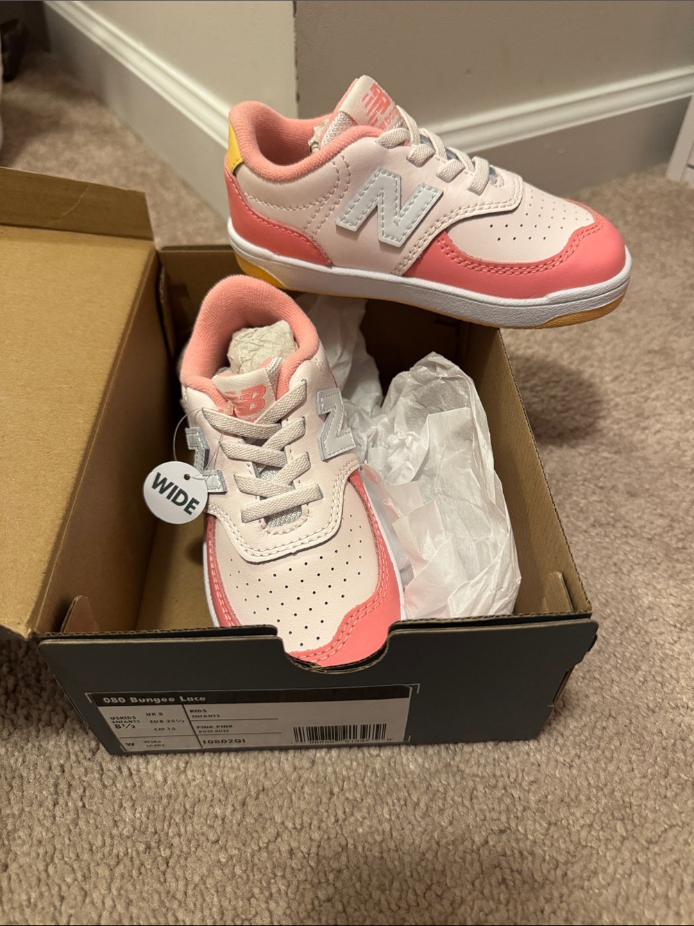 New Balance Kids Pink & Coral Low-Top Sneakers
